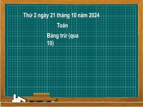 Bài giảng môn Toán Lớp 2 (Kết nối tri thức) - Chủ đề 2: Phép cộng, phép trừ trong phạm vi 20 - Bài 12: Bảng trừ (qua 10) - Năm học 2024-2025