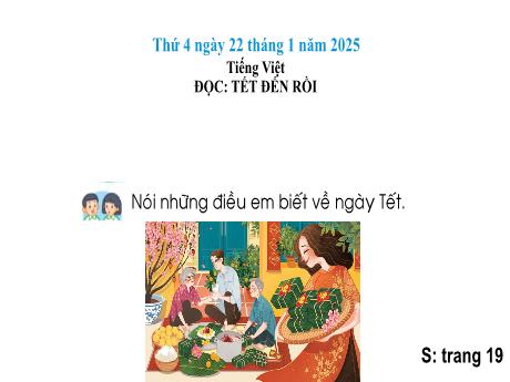 Bài giảng Tiếng Việt 2 (Kết nối tri thức) - Chủ điểm 5: Vẻ đẹp quanh em - Bài 4: Đọc Tết đến rồi