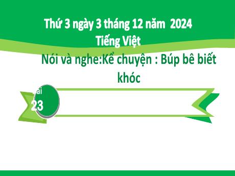 Bài giảng Tiếng Việt Khối 2 (Kết nối tri thức) - Chủ điểm 3: Niềm vui tuổi thơ - Bài 23: Nói và nghe Kể chuyện Búp bê biết khóc - Năm học 2024-2025
