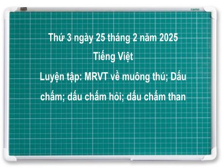 Bài giảng Tiếng Việt Lớp 2 (Kết nối tri thức) - Chủ điểm 6: Hành tinh xanh của em - Bài 10: Luyện tập Mở rộng vốn từ về muông thú. Dấu chấm, dấu chấm hỏi, dấu chấm than - Năm học 2024-2025