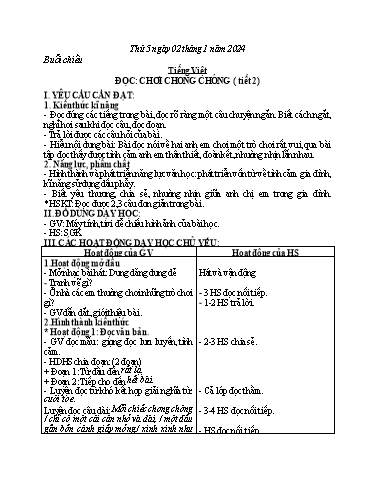 Kế hoạch bài dạy các môn Lớp 2 - Tuần 17 (Thứ 5,6) - Năm học 2023-2024 - Đoàn Thị Hường